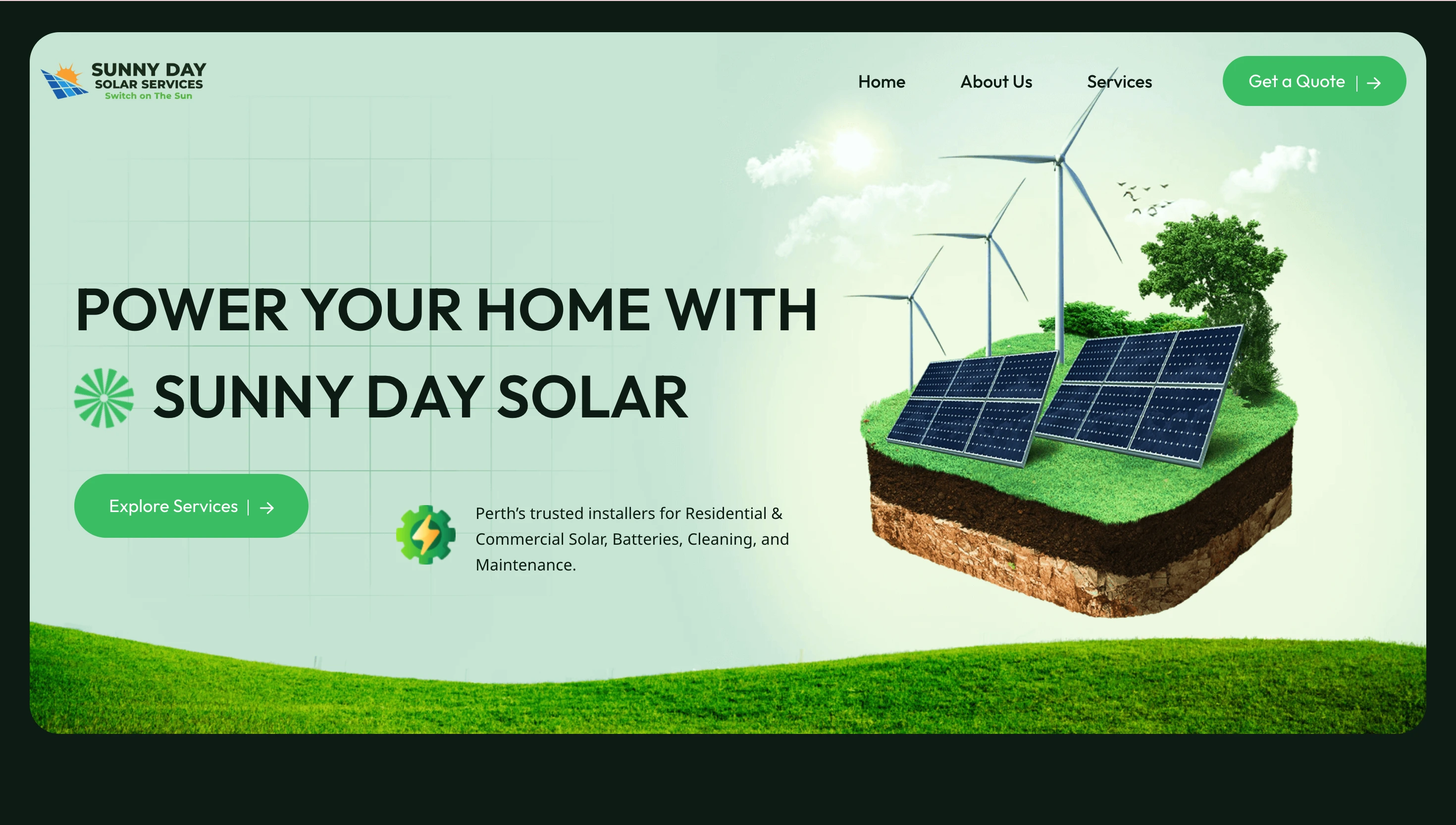 Sunny Day Solar Services business website designed by Digital Agency Perth